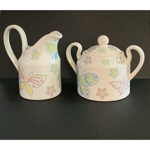 Temp-tations Creamer Sugar Bowl Lid Set Seasonal All A Flutter Butterfly